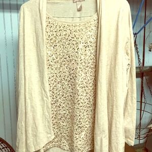 Cream sequin cardigan set